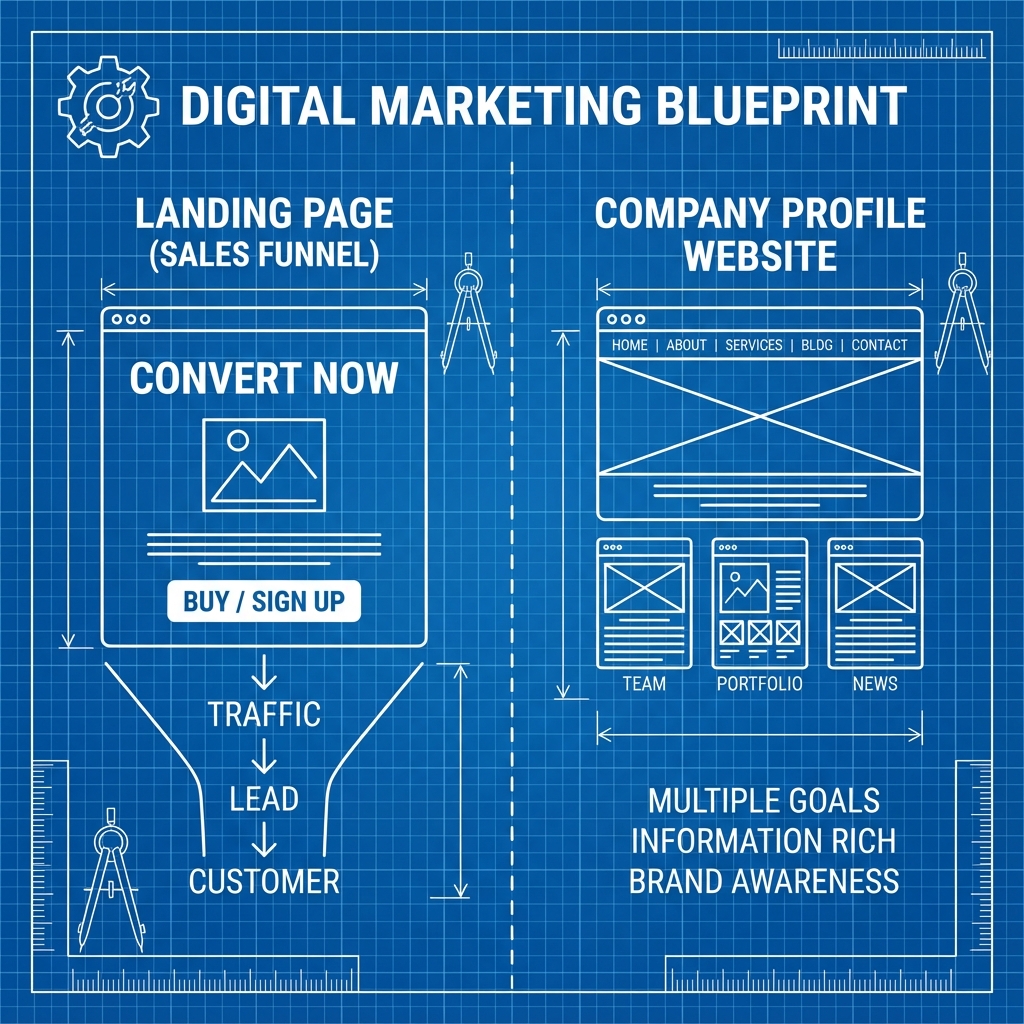 Landing Page vs Website Company Profile: Mana yang Paling Tepat untuk Bisnis Anda?
